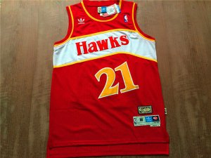 Maillot De Basket Eastern Atlanta Hawks Dominique Wilkins 21 Engrener Retro Rouge